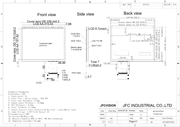 10.4 inch Capacitive Touch Screen Panel