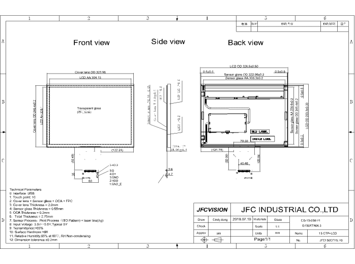 15 inch Touch Screen Display