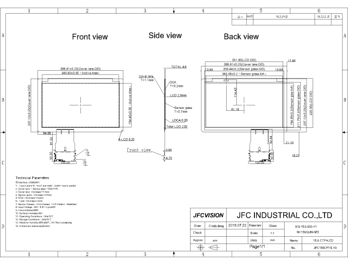 15.6 inch Capacitive touchscreen display