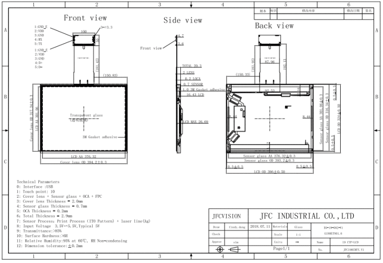 19 inch touch screen - JFCVision