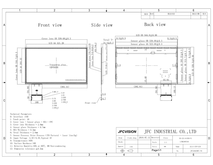  23.6 inch LCD Touch Screen Panel Factory