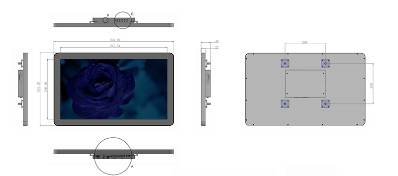 23.8 inch Touch Screen Monitor For Commercal Display