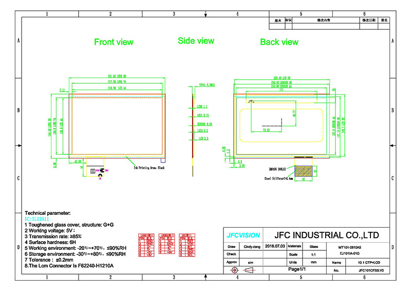 capacitive touch panel for 10.1 inch 