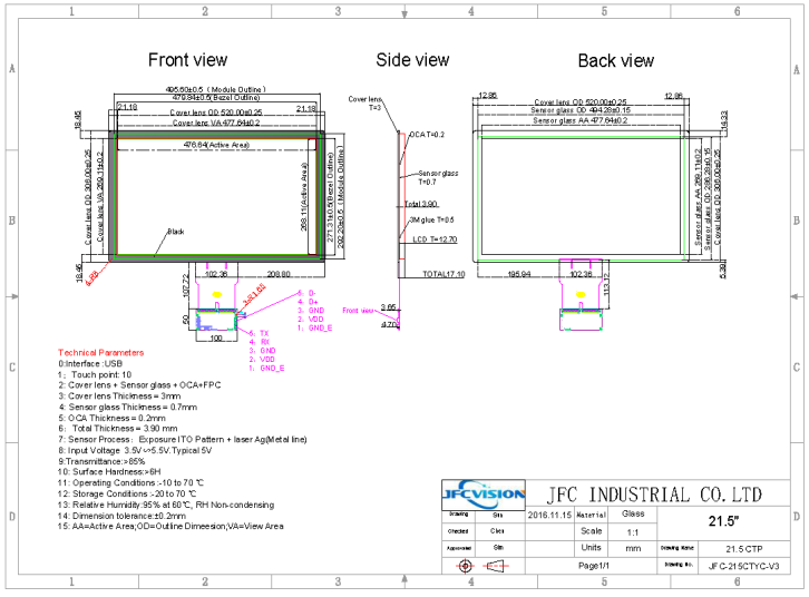 15.6 inch PCAP Touch Panel