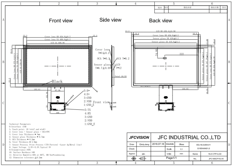 18.5 inch Capacitive Touch Panel