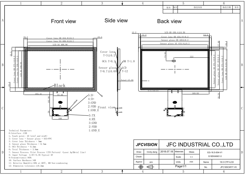 18.5 inch Touch Panel